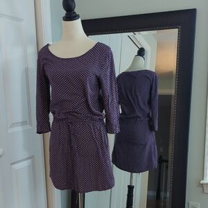 Banana Republic Purple Midi Dress Scoop Neck 3/4 Sleeve